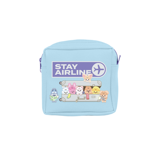 Light blue bag with cartoon characters and 'Stay Airline' text 